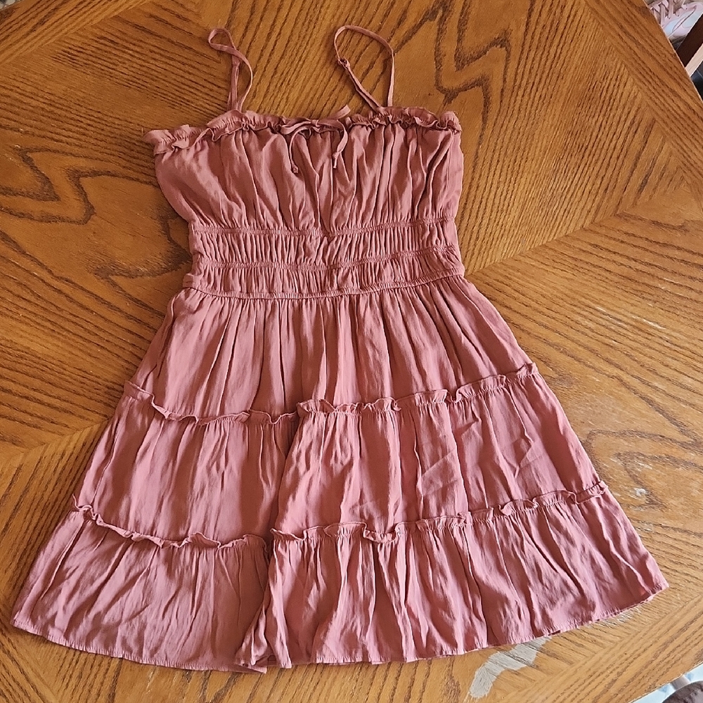 Trixxi Pink Smocked Tiered Mini Sundress